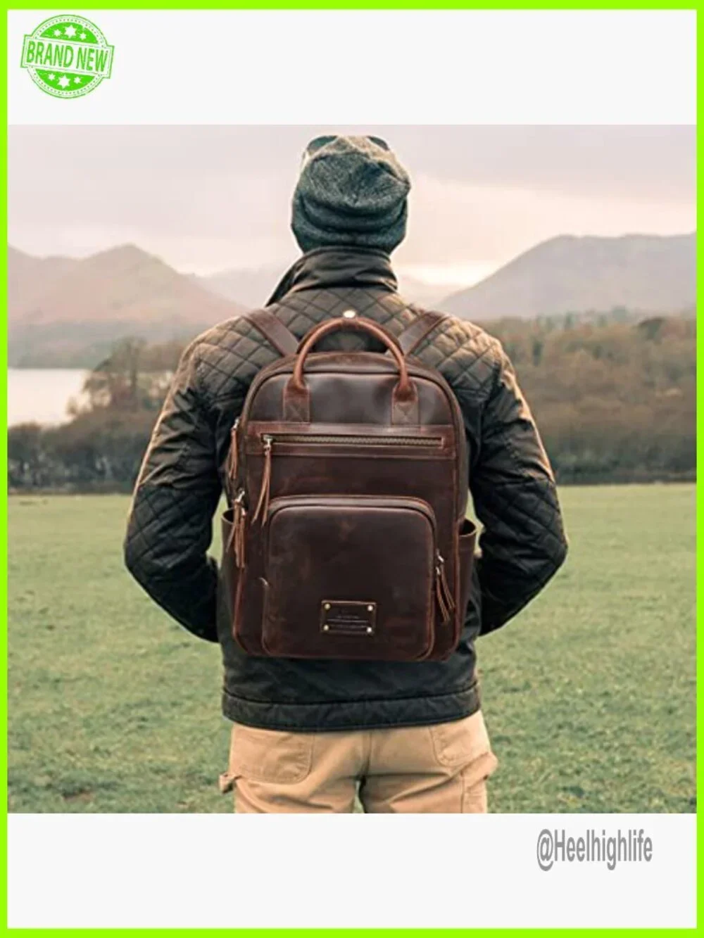 Vintage Genuine Leather Backpack Purse Travel Daypack with Luggage Sleeve